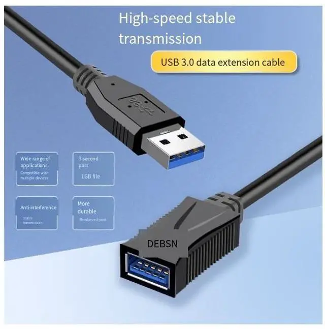 Alt view image 3 of 4 - Wholesale usb3.0 extension cables, male to female, thickened copper core, aluminum foil shielding + ground wire, USB flash drive, mouse and keyboard extension cables
