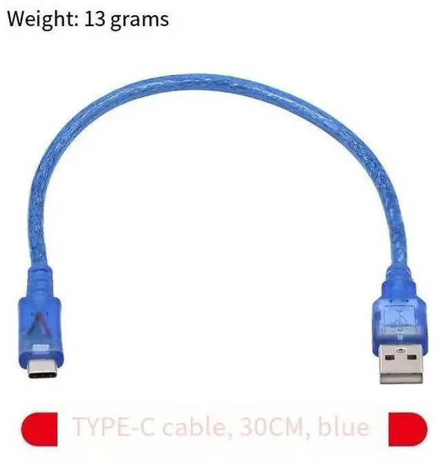Alt view image 4 of 4 - Transparent blue type-c data cable, transparent charging cable, USB-to-Type-C data cable, 30cm mobile phone connection cable