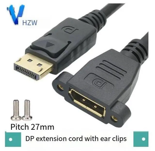Alt view image 4 of 4 - DP male-to-female extension cable with ears that can fix the computer monitor display port. Male-to-female high-definition cable