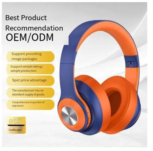 Alt view image 3 of 4 - New cross-border over-ear Bluetooth headphones with full coverage, deep bass, and universal wireless mobile phone headphones are available for wholesale from the manufacturer