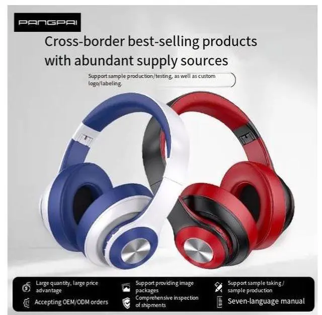 Alt view image 4 of 4 - New cross-border over-ear Bluetooth headphones with full coverage, deep bass, and universal wireless mobile phone headphones are available for wholesale from the manufacturer