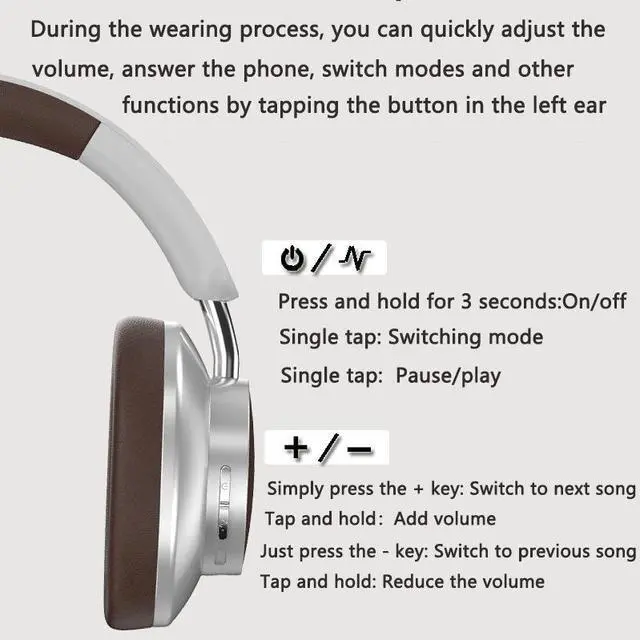 Alt view image 4 of 4 - Cross-border VJE902 wireless retro-colored over-ear Bluetooth headphones with leather spray-painted surface for sports export headsets