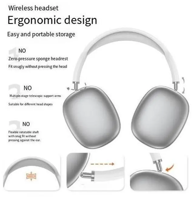 Alt view image 4 of 4 - P9AirMax wireless Bluetooth over-ear headphones, music headsets, ultra-long battery life, suitable for mobile phones, factory direct sales