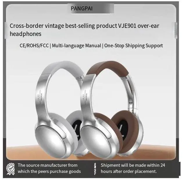 Alt view image 4 of 4 - VJE901 Retro metal over-ear Bluetooth headphones, sports wireless mobile phone call noise-cancelling headphones, private model cross-border