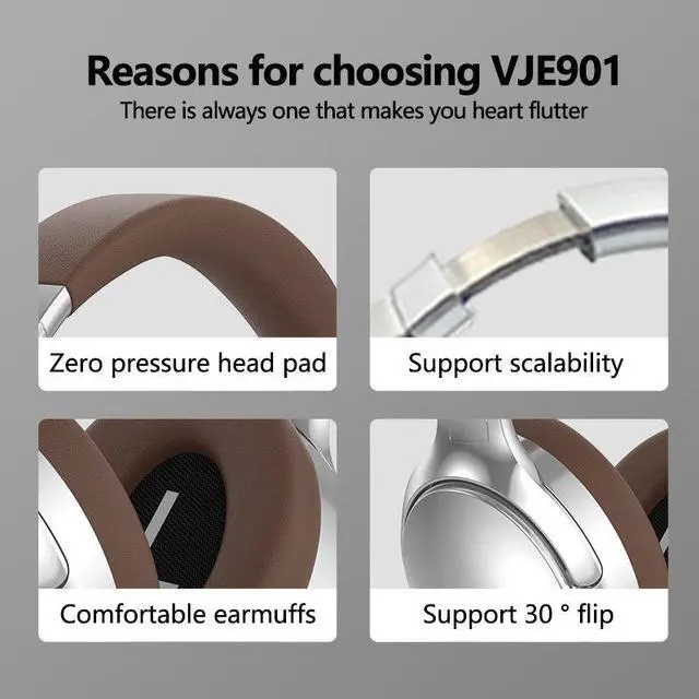 Alt view image 4 of 4 - Cross-border VJE901 wireless Bluetooth over-ear headphones Retro outfit sports metal telescopic headphones original manufacturer