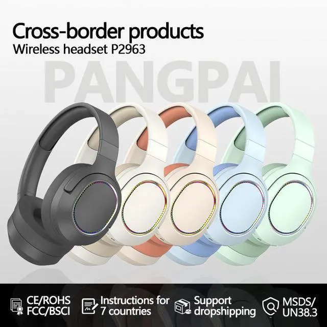 Alt view image 2 of 4 - Cross-border exclusive stock P2963 luminescent wireless over-ear Bluetooth Subwoofer full ear sports headset direct sales