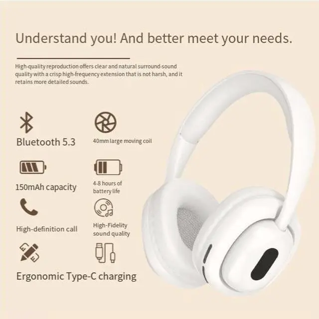 Alt view image 4 of 4 - New best-selling wireless earphone card FM over-ear Bluetooth earphone for foreign trade, direct sales and wholesale from Amazon factory, cross-border