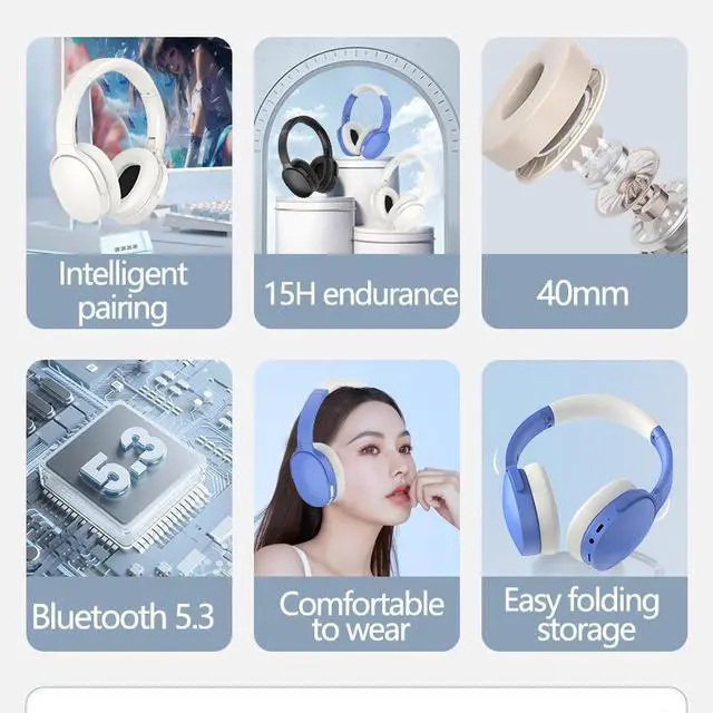 Alt view image 4 of 4 - Cross-border true wireless over-ear Bluetooth headphones with three audio effect switching, universal mobile phone headsets manufacturer in stock for wholesale