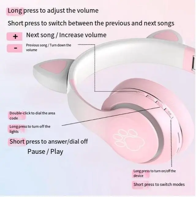 Alt view image 3 of 4 - Wholesale private molds of cross-border bestseller SN36M over-ear Bluetooth headphones with wireless light-emitting gradient cat ear bands and FM headsets