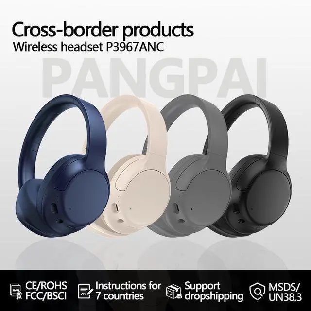 Alt view image 4 of 4 - Cross-border active noise-cancelling over-ear headphones, wireless Bluetooth bestsellers, exclusively supplied by foreign trade e-commerce manufacturers for music headphones