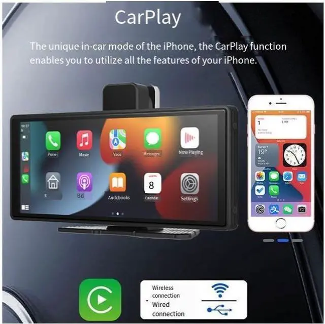 Alt view image 3 of 4 - 10.26-inch carplay in-car mp5 multimedia player auto screen projection dashcam with navigation 7-inch CARPLAY+ touchscreen + 4K front and 1K rear dual recording dashcam