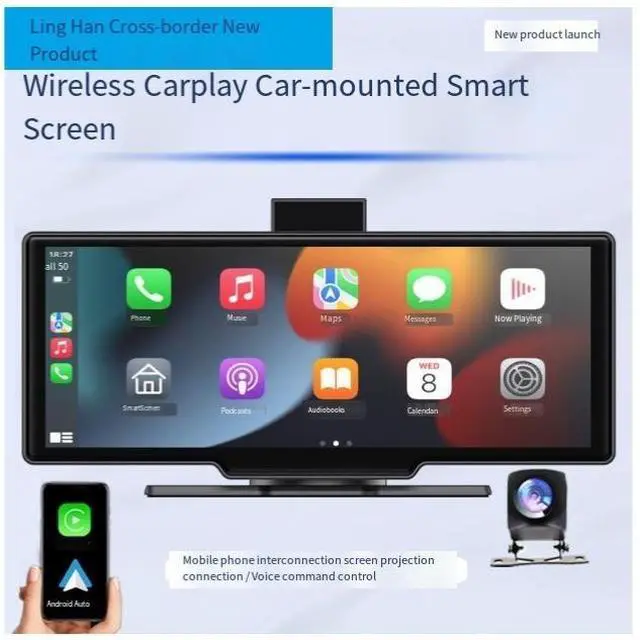 Alt view image 4 of 4 - 10.26-inch carplay in-car mp5 multimedia player auto screen projection dashcam with navigation 7-inch CARPLAY+ touchscreen + 4K front and 1K rear dual recording dashcam