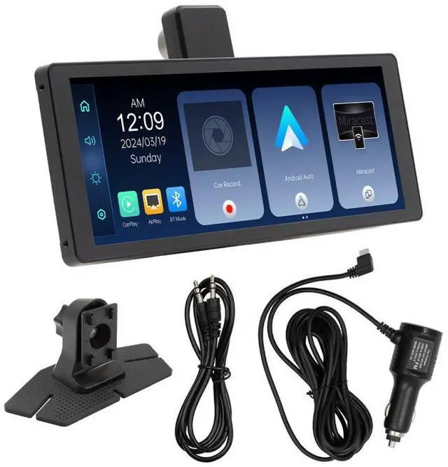 Main image of 10.26-inch wireless carplay portable screen, 4K front and rear dual recording dash CAM, portable car smart screen