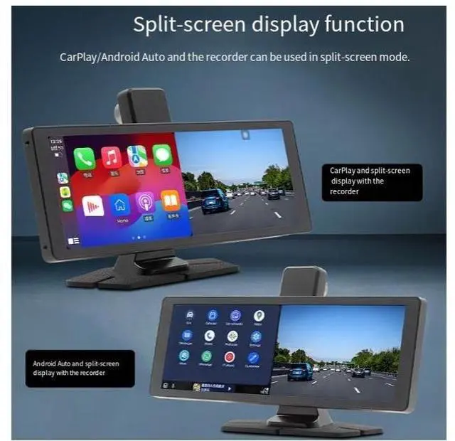 Alt view image 2 of 4 - 10.26-inch wireless carplay portable screen, 4K front and rear dual recording dash CAM, portable car smart screen