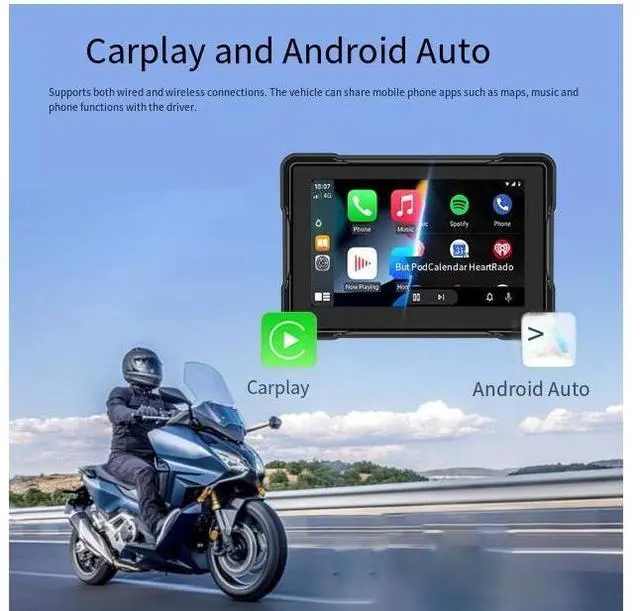 Alt view image 3 of 4 - 5-inch motorcycle carplay dashcam, car PND, portable mp5 player, motorcycle navigator, 5-inch navigation + front and rear dual lenses