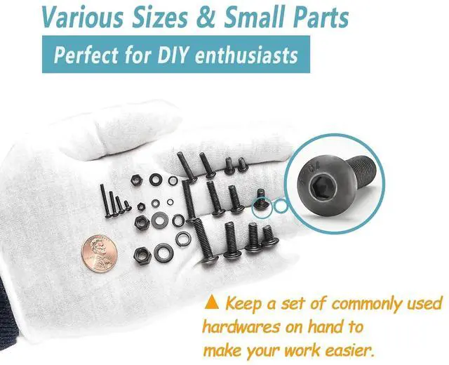 Alt view image 2 of 4 - 2000 metric bolt combination kit, M2, M3, M4, M5 screws with locks and flat washers,10.9 grade alloy steel