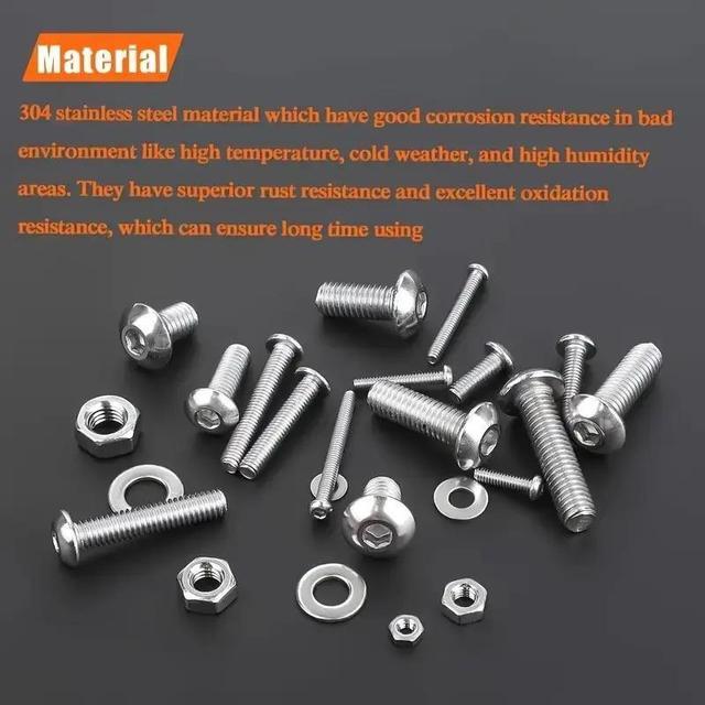 Alt view image 3 of 4 - 600 pieces of 304 stainless steel button head hex socket screw nut washer set M2, M3, M4, M5 are selling well across borders