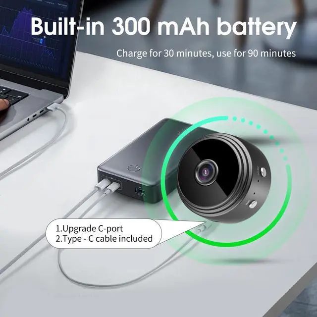 Alt view image 6 of 7 - 2025 Upgraded Small Hidden Spy Camera Wireless Indoor - WiFi Small Cameras Hidden Wireless - 1080P HD Home Security Camera - Nanny Camera for Pet, Baby - Motion Detection, Night Vision (Black)