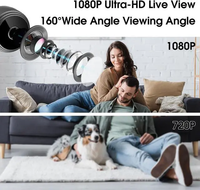 Alt view image 3 of 7 - 2025 Upgraded Small Hidden Spy Camera Wireless Indoor - WiFi Small Cameras Hidden Wireless - 1080P HD Home Security Camera - Nanny Camera for Pet, Baby - Motion Detection, Night Vision (Black)