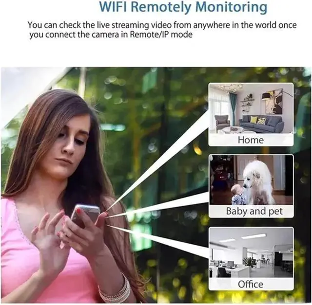 Alt view image 2 of 7 - Mini WiFi Camera 1080P HD Night Vision Included Motion Detection Remote Monitoring 160° Wide Angle Micro Baby Monitor for Home Office Store Warehouse (1Pcs)