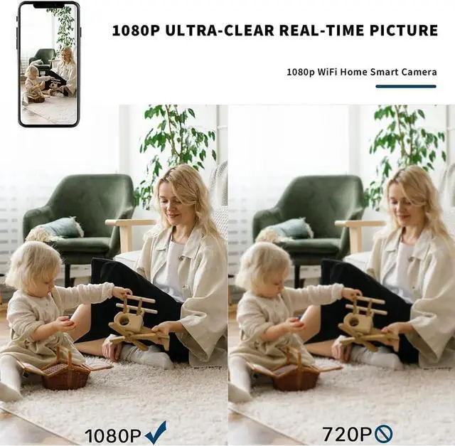 Alt view image 2 of 7 - Mini Indoor Security Wireless Home Camera Small Outdoor WiFi Pet Cameras,2025 Upgraded 1296P Tiny Nanny Cam, Wide Angle,Night Vision, Home Indoor Outdoor Camera, No Need WiFi Camera,For Home Security
