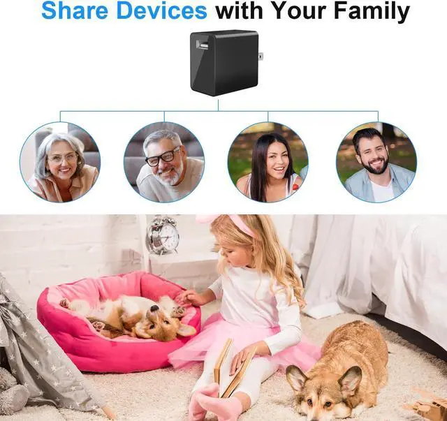 Alt view image 6 of 6 - USB Charger Camera - WiFi Small Camera - Full HD 1080P Mini Wireless Nanny Cam - 140 Degree Wide Angle for Discreet Indoor Security