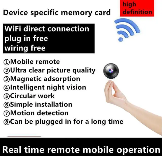 Alt view image 3 of 6 - Only 0.9 inch! Hidden Camera with Audio/Video. Mini Camera, Small Camera. Spy Hidden Cameras for Home Indoor Use. Spy Cam with Night Vision and Motion Detection |Baby Monitor Small Mini Wireless..