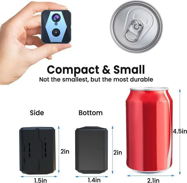 Alt view image 2 of 7 - Hidden Camera, 2K HD Mini Camera, Spy Camera with Cloud & SD Storage, 30-Day Standby Time Small Camera, Cameras for Home Security AI Motion Detection