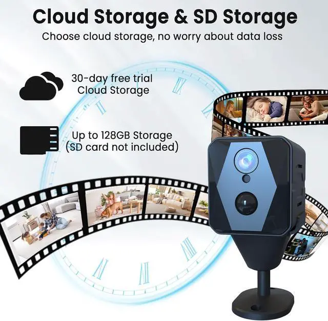 Alt view image 5 of 7 - Hidden Camera, 2K HD Mini Camera, Spy Camera with Cloud & SD Storage, 30-Day Standby Time Small Camera, Cameras for Home Security AI Motion Detection