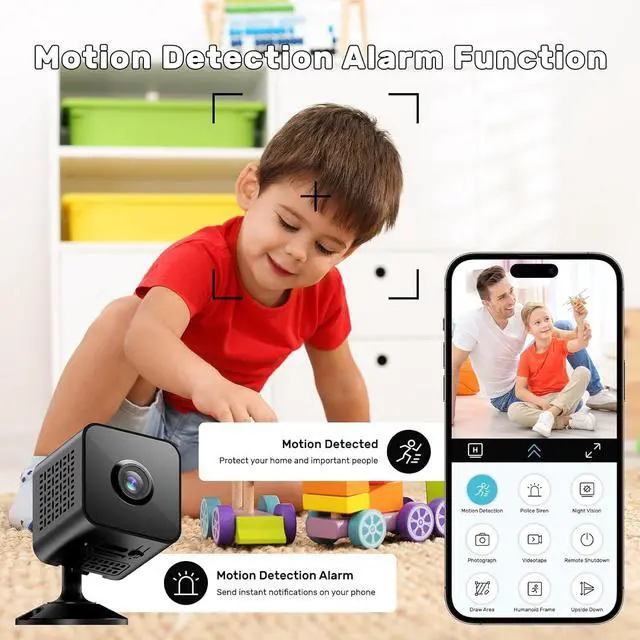 Alt view image 5 of 7 - Mini Camera, 4K WiFi Wireless Camera Small Portable HD Nanny Cam with Motion Detection, Cloud & SD Storage, Night Vision Micro Security Cameras for Home Office Car Pet Baby Bathroom Indoor & Outdoor