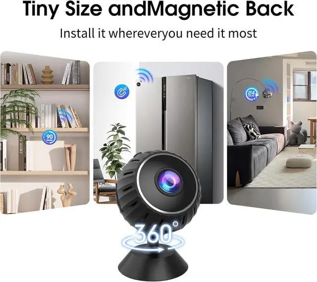 Alt view image 3 of 7 - 2K Mini Camera, HD Hidden Camera, WiFi Wireless Nanny Cam for Pet, Baby, Office Security, Micro Small Monitor Camera with App Control, Cloud Storage & SD Storage