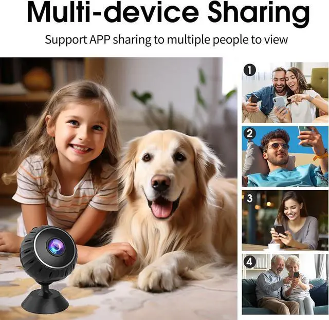 Alt view image 4 of 7 - 2K Mini Camera, HD Hidden Camera, WiFi Wireless Nanny Cam for Pet, Baby, Office Security, Micro Small Monitor Camera with App Control, Cloud Storage & SD Storage