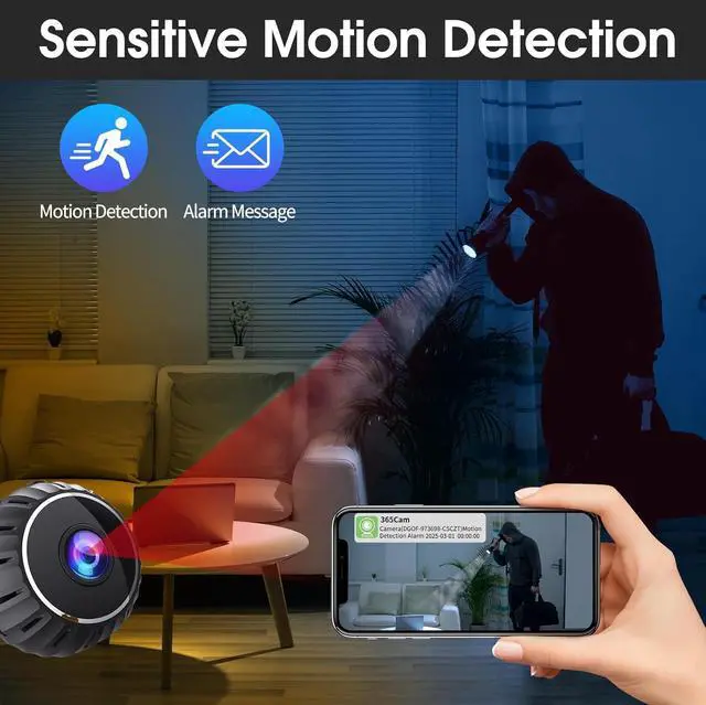 Alt view image 6 of 7 - 2K Mini Camera, HD Hidden Camera, WiFi Wireless Nanny Cam for Pet, Baby, Office Security, Micro Small Monitor Camera with App Control, Cloud Storage & SD Storage