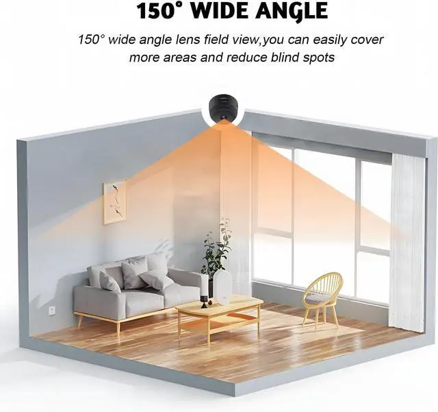 Alt view image 2 of 6 - Spy Camera Hidden Camera with Audio/Video,Micro Cameras Spy Wireless,Mini Cameras,WiFi Small Nanny Cam,APP Control with Motion Detection and Night Vision Black