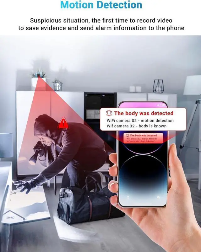 Alt view image 5 of 7 - Smhawk Small Indoor Camera, 2K FHD WiFi Camera, Mini Home Security Camera, Cloud & SD Storage Security Camera, Motion Detection Alarm Device, Auto Night Vision, Upgraded Stable Stand;(Black