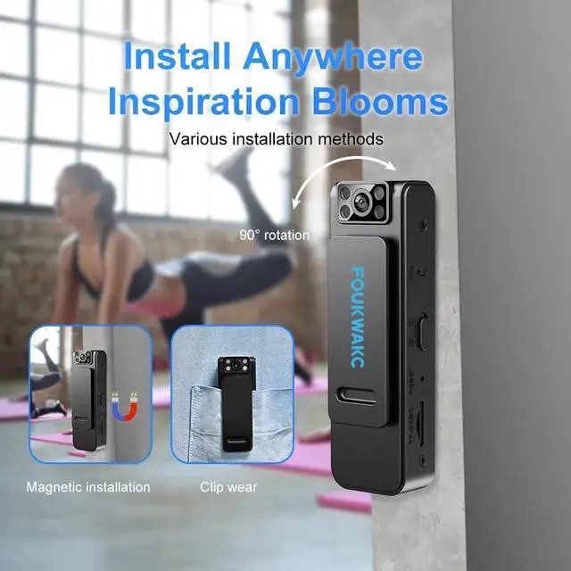 Alt view image 5 of 6 - Mini Body Camera Video Recorder, 1080P Small Portable Wearable Hidden Cameras with Clip & Night Vision, Micro Pocket Body Worn Cam for Sport, Pet, Home Office, Security, Work Records(NO WiFi & APP)