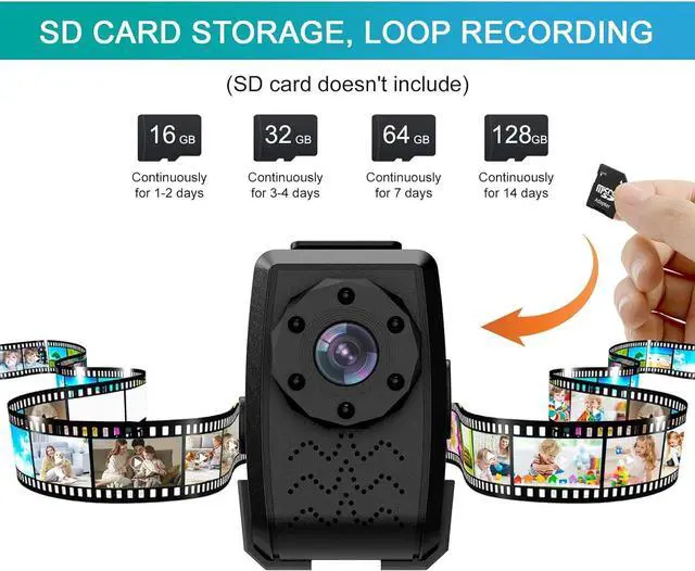 Alt view image 6 of 7 - Mini Camera Wireless with 1080P Small Surveillance Cameras Back Clip Wearable Video Recorder with IR Night Vision Little Body Cam for Indoor Home Security -No Built-in Battery