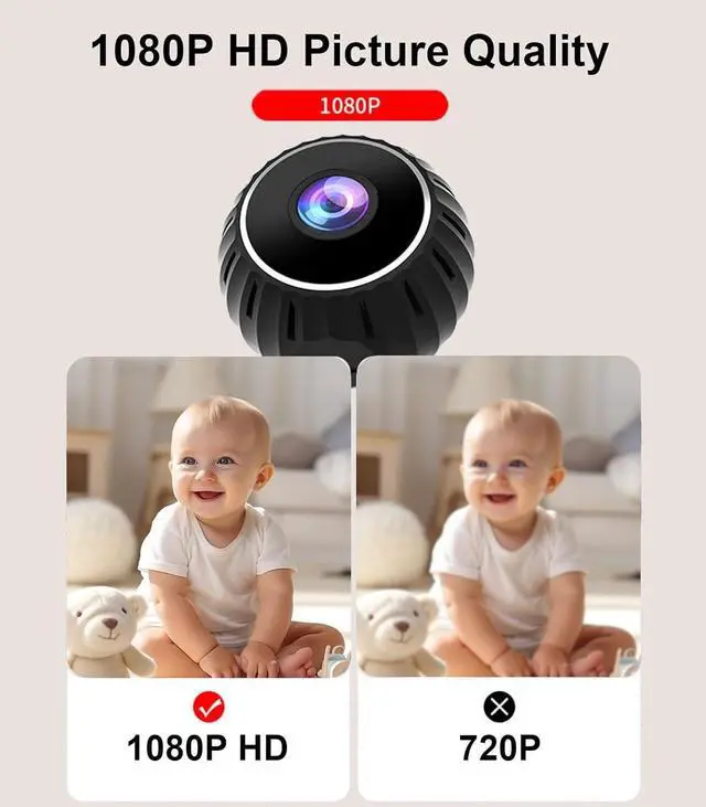 Alt view image 3 of 7 - Mini Hidden Camera, 1080P HD WiFi Camera, Small Cameras Wireless, Nanny cam with Night Vision for Indoor, Pets, Baby
