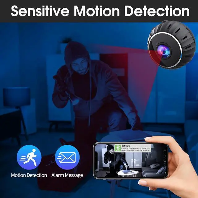 Alt view image 2 of 7 - Mini Hidden Camera, 1080P HD WiFi Camera, Small Cameras Wireless, Nanny cam with Night Vision for Indoor, Pets, Baby