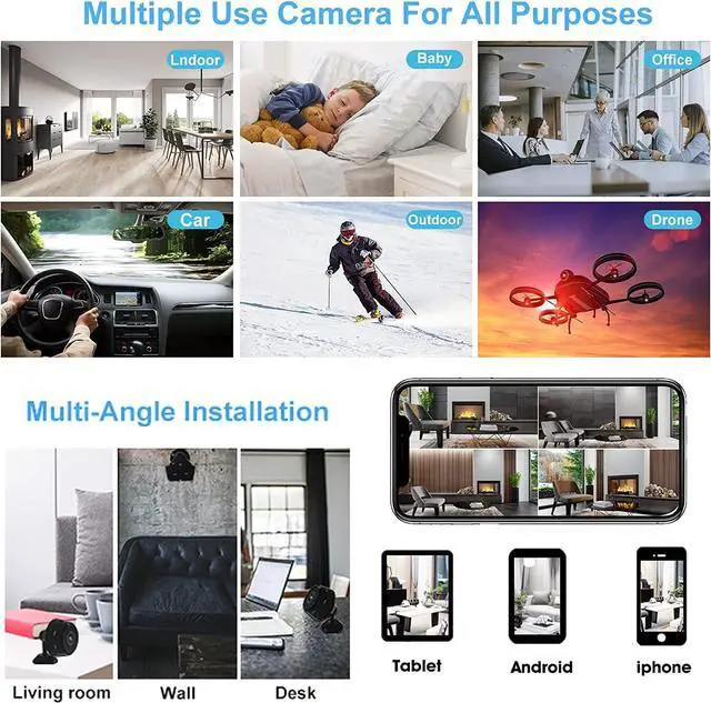 Alt view image 7 of 7 - KFK Hidden Spy Camera,1080P Wireless Mini WiFi Nanny Cam Smart Home, Pet Dog Camera Indoor Outdoor Baby Camera 1080P Remote Portable,Secret House Cameras with Motion Detection Night Vision
