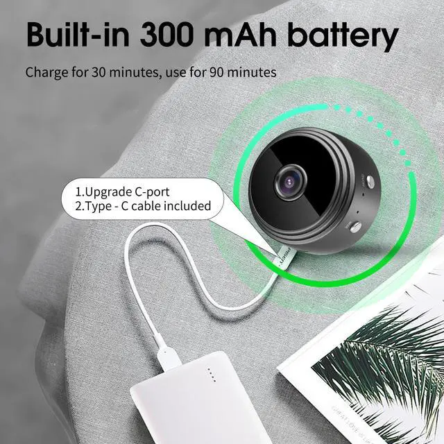 Alt view image 2 of 6 - Mini Hidden Camera Indoor, WiFi Wireless Small Camera, Home Security Camera for Pet, Baby with Motion Detection, Night Vision, App Control