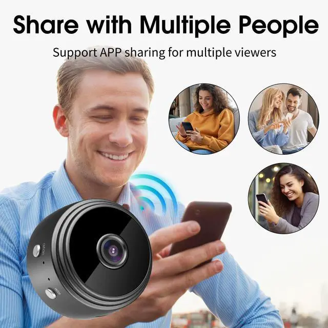 Alt view image 6 of 7 - 2025 Upgraded Small Hidden Spy Camera Wireless Indoor - WiFi Small Cameras Hidden Wireless - 1080P HD Home Security Camera - Nanny Camera for Pet, Baby - Motion Detection, Night Vision (Black)