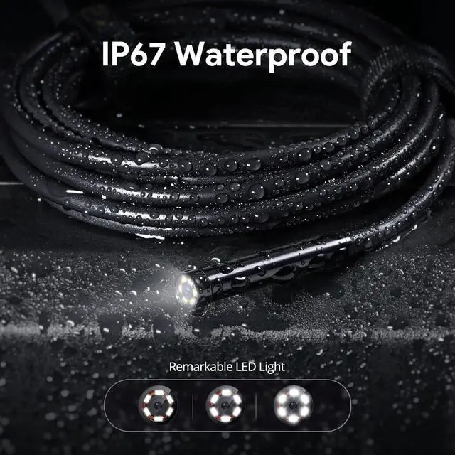 Alt view image 5 of 7 - Dual-Lens Endoscope Camera with Light, DEPSTECH 1080P HD Borescope with 5"" IPS Screen, 16.5FT Flexible Sewer Camera, IP67 Waterproof Plumbing Snake Camera, Cool Gadgets for Men, Women, Black