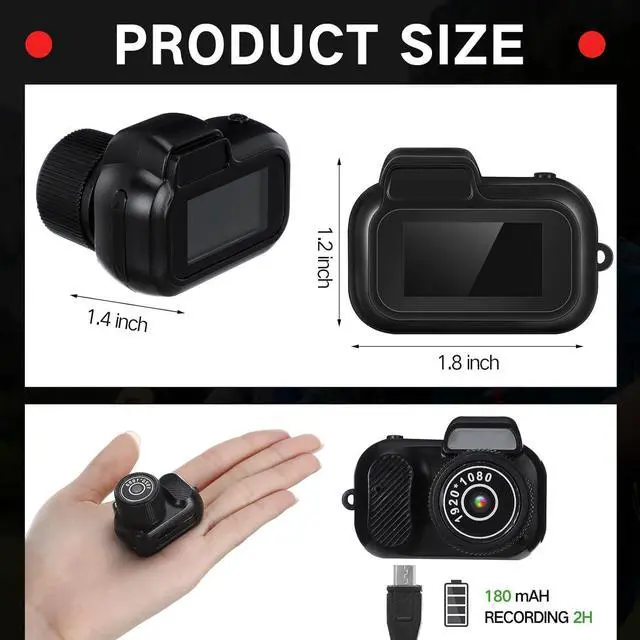Alt view image 3 of 7 - Mini Keychain Camera 1080p Mini Photo Video Camera Retro Portable Micro Video Camcorder with 100 Mins Long Battery Life for Travel Study Recording (No Memory Card)