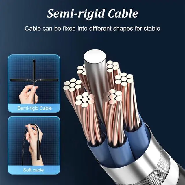 Alt view image 4 of 7 - Endoscope Camera with Light, 1920P HD Borescope with 8 Adjustable LED Lights, 10ft Semi-Rigid Snake Cable, 7.9mm IP68 Waterproof Industrial Inspection Camera Compatible for Android, iPhone, iPad