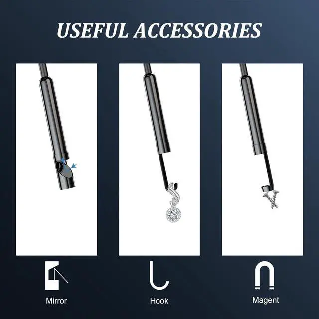 Alt view image 5 of 7 - Endoscope Camera with Light, 1920P HD Borescope with 8 Adjustable LED Lights, 10ft Semi-Rigid Snake Cable, 7.9mm IP68 Waterproof Industrial Inspection Camera Compatible for Android, iPhone, iPad