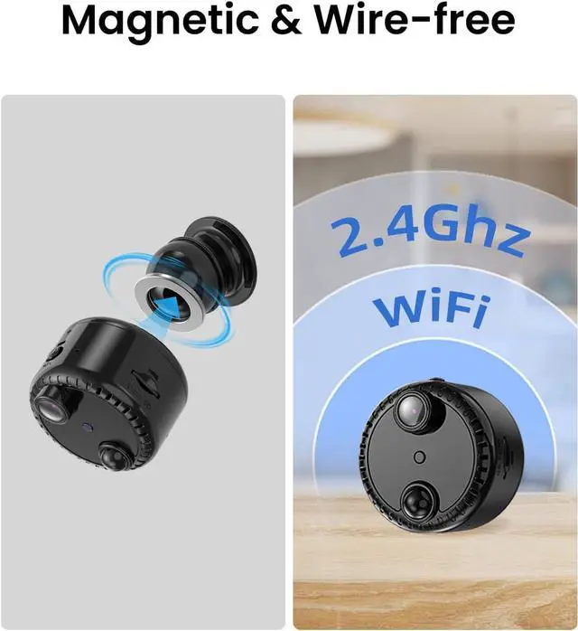Alt view image 3 of 7 - 4K Mini WiFi Indoor Camera Wireless Nanny Cam with Night Vision, AI Motion Detection, Long Battery Life, Cloud & SD Storage