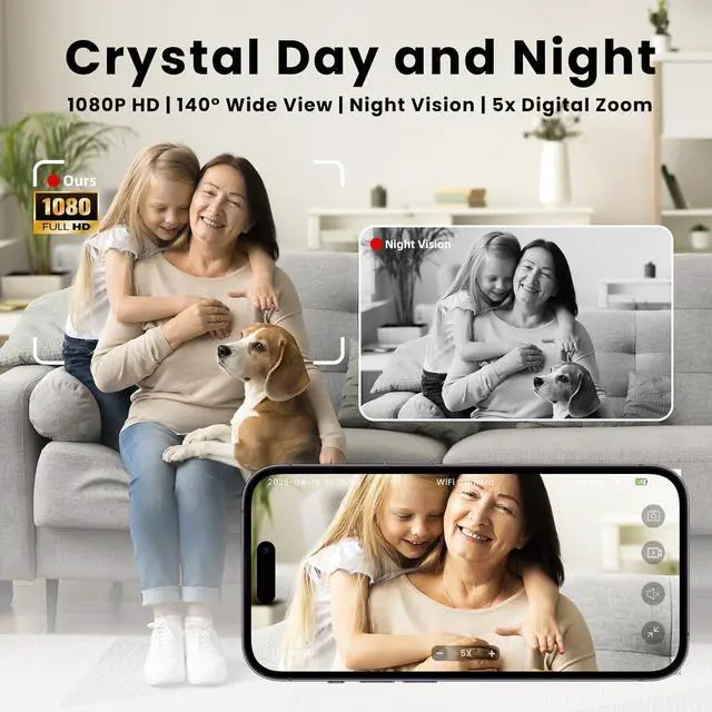 Alt view image 3 of 7 - Hidden Camera 1080P HD Mini Wireless WiFi Security Camera with Wide Angle View, AI Human Motion Detection, Night Vision, SD & Cloud Storage