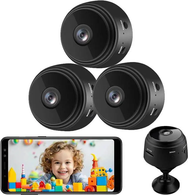 Main image of 3 Pack Hidden Spy Camera, WiFi Mini HD 1080P Wireless Camera for Home Office Security, Small Nanny Cam with Motion Sensor Night Vision, APP Control Camera for Baby, Pets(Video Only)