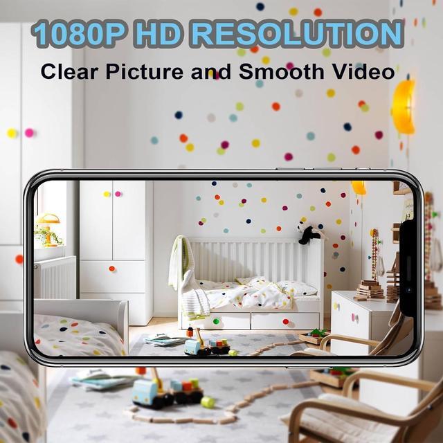 Alt view image 3 of 7 - Hidden Camera Spy Camera, 1080P HD Mini Wireless WiFi Camera for Home Security, Night Vision APP Control Surveillance Camera for Room Nanny Cam, Baby, Pets Compatible with iOS, Android(Video Only)